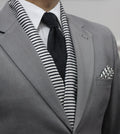White with Black Stripes Scarf and Pocket Square Set