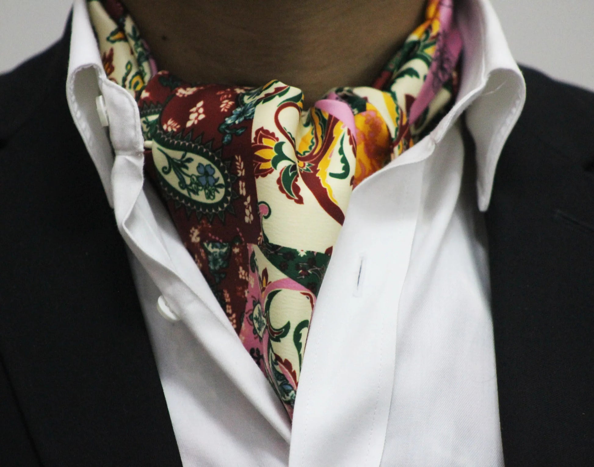 Vibrant Floral Collage Cravat and Pocket Square Set