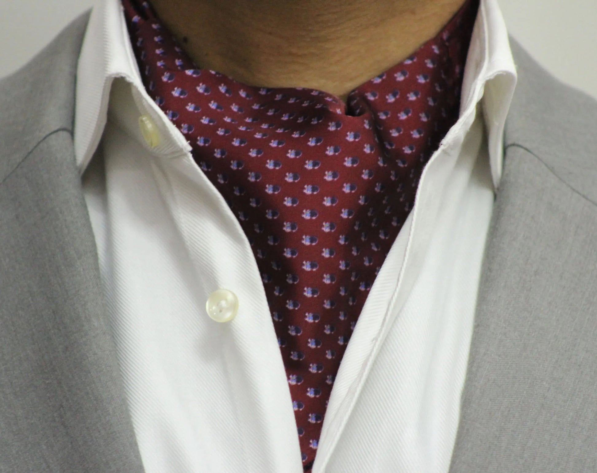 Floating Astronaut in a Maroon Sky Cravat and Pocket Square Set