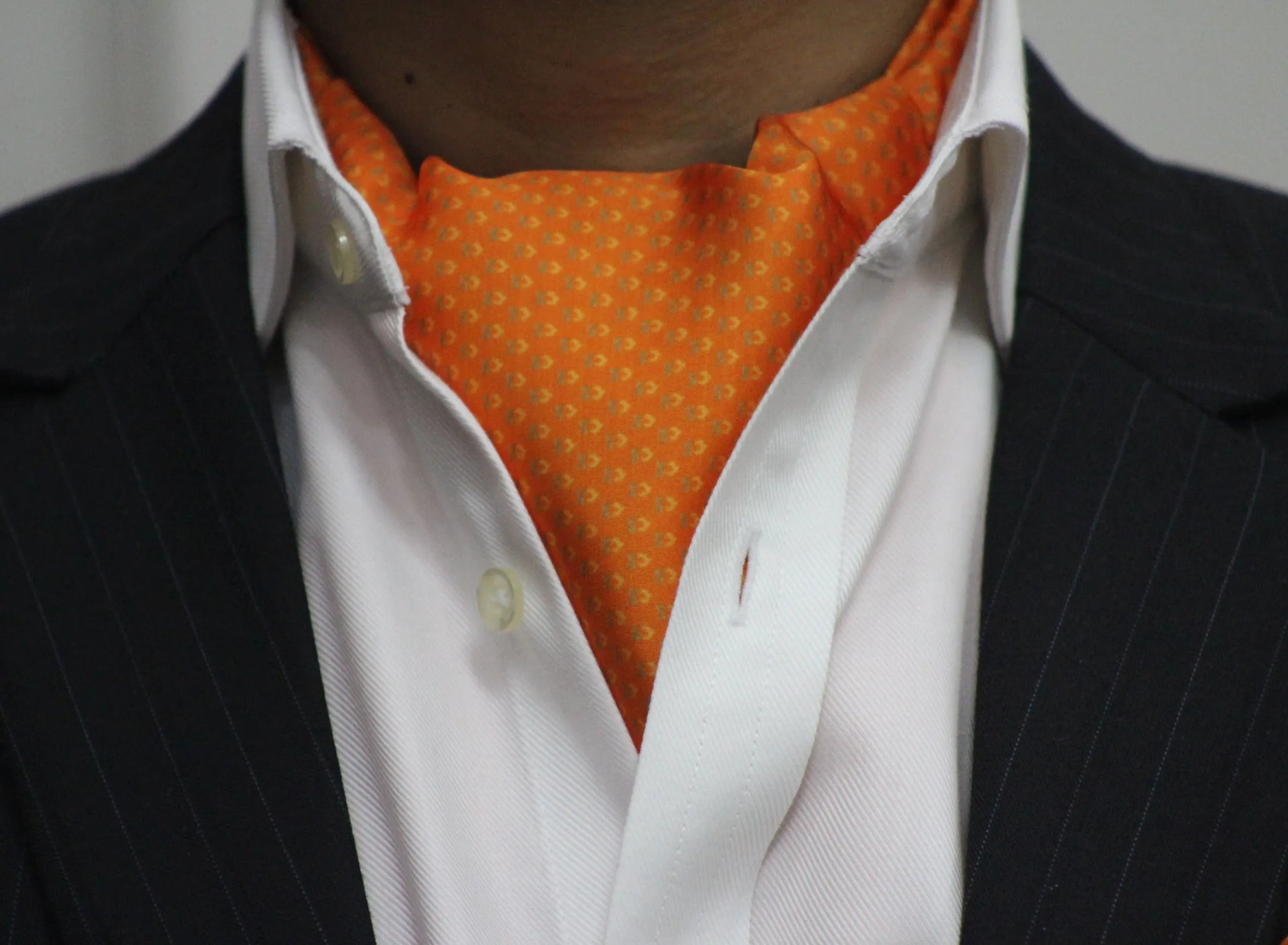 Burning Orange Fire Pattern Cravat and Pocket Square Set
