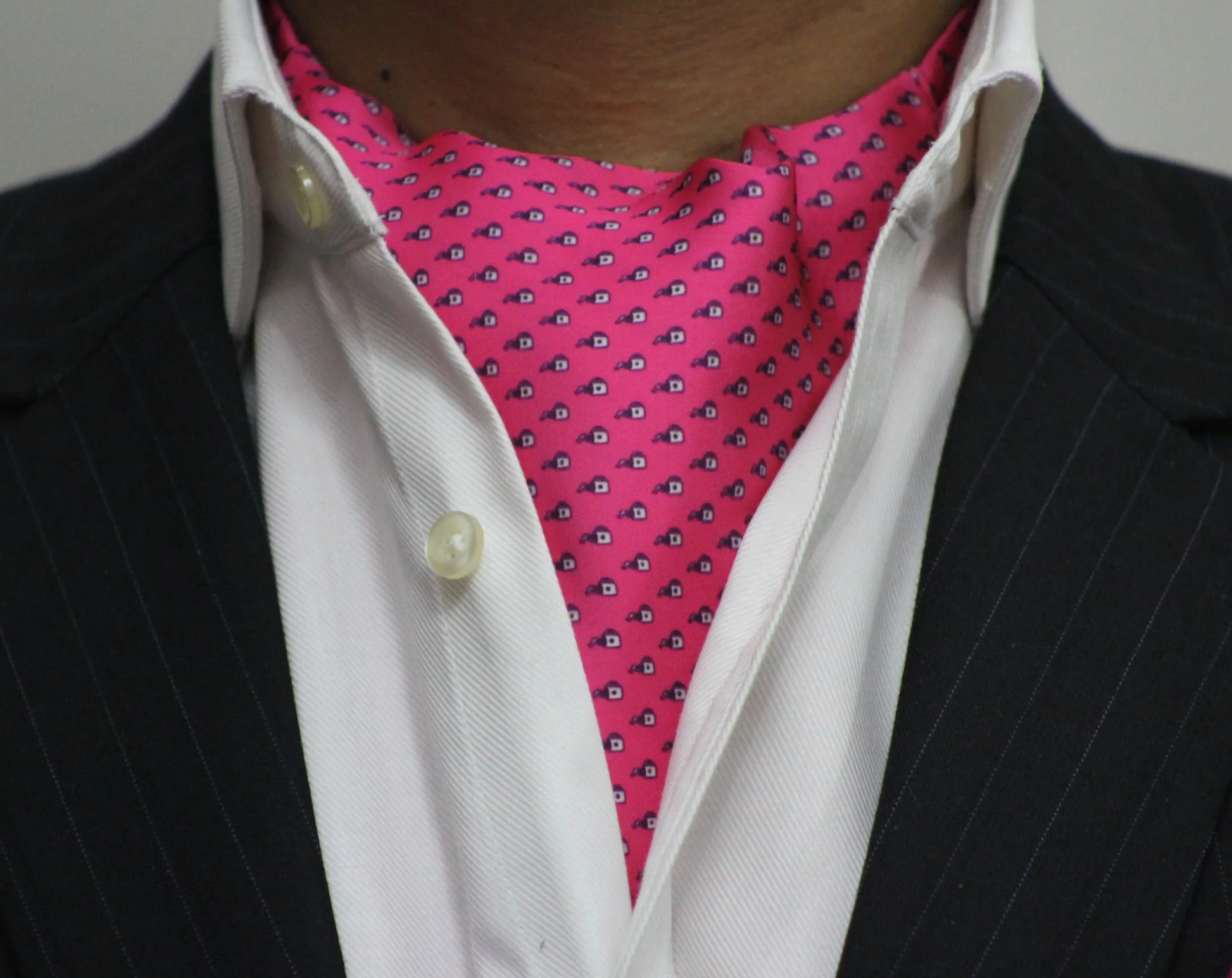 Shocking Pink Hot Coffee Cup Cravat and Pocket Square Set