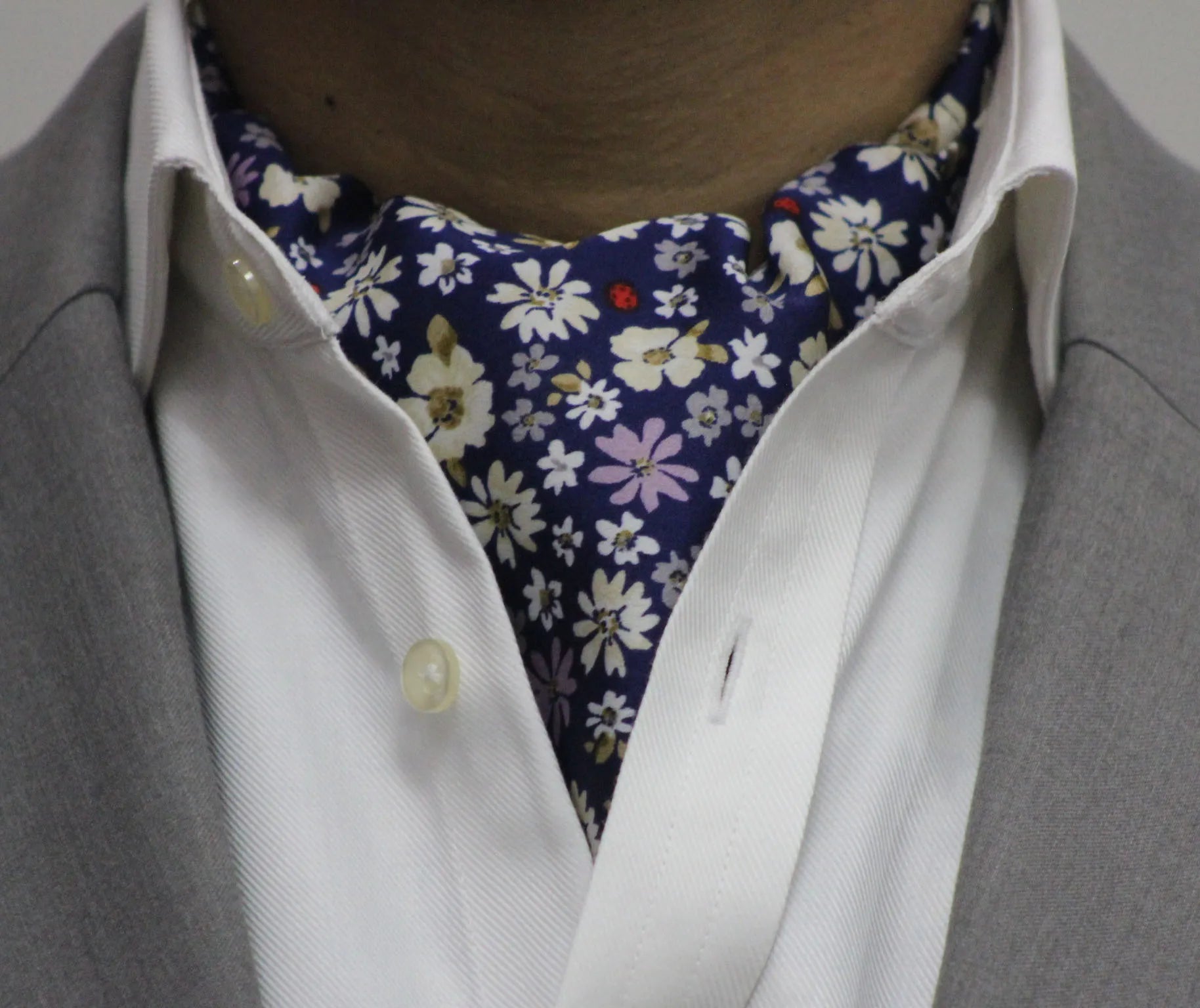 Purple Base Floral Cravat and Pocket Square Set