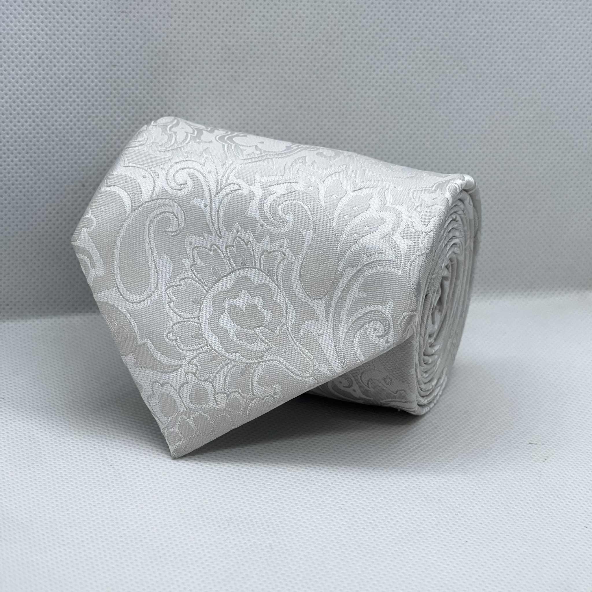 Ivory Floral Pattern Microfiber Tie