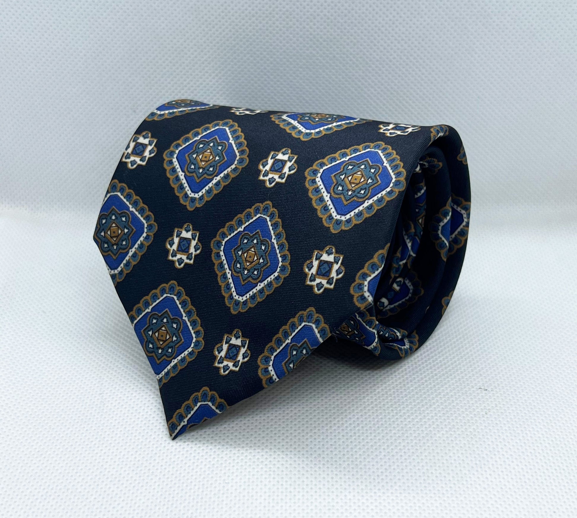 Midnight Regal Blue Medallion Silk Tie