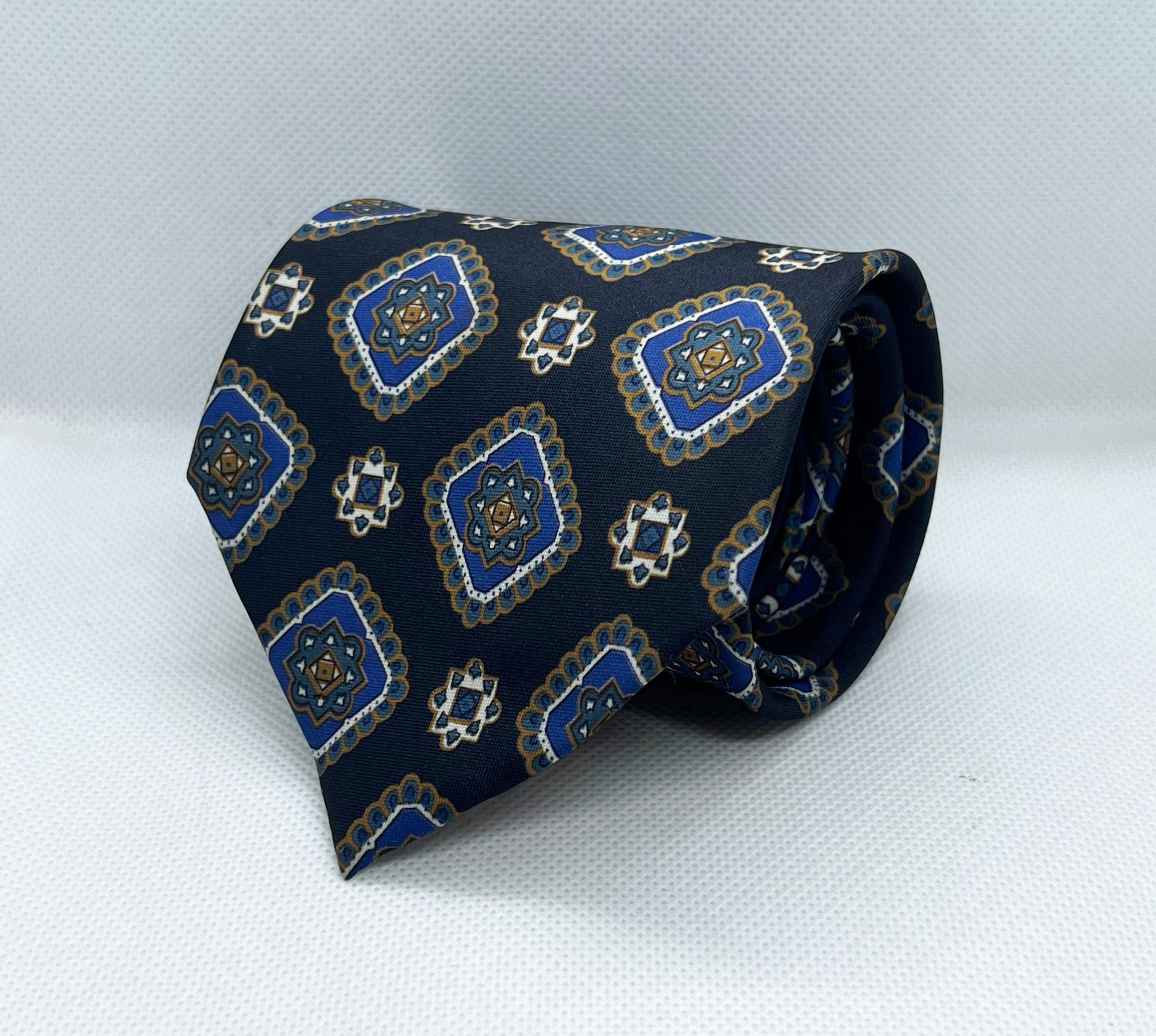 Midnight Regal Blue Medallion Silk Tie