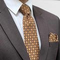 Mustard Gold Circle Pattern Necktie & Pocket Square Tie Set