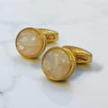 Royal Cream Gem Gold Cufflinks