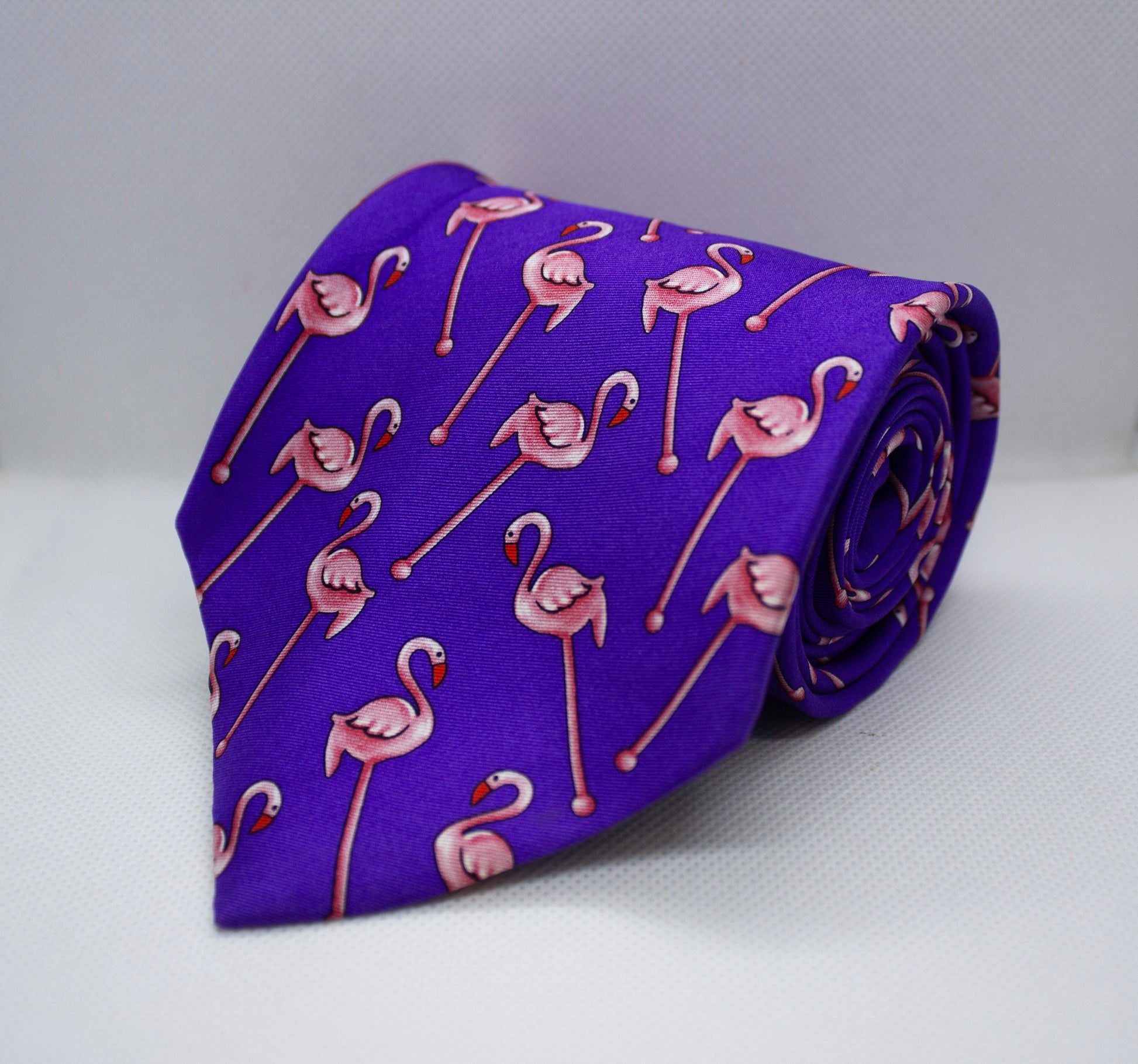 Vibrant Purple Flamingo Silk Broad Tie