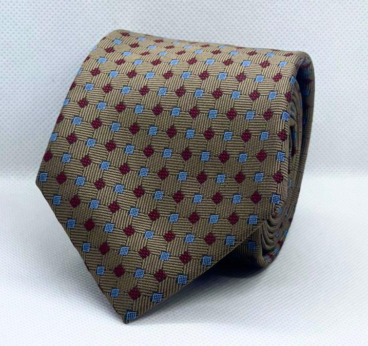 100% Silk Brown Geometric Dot Tie