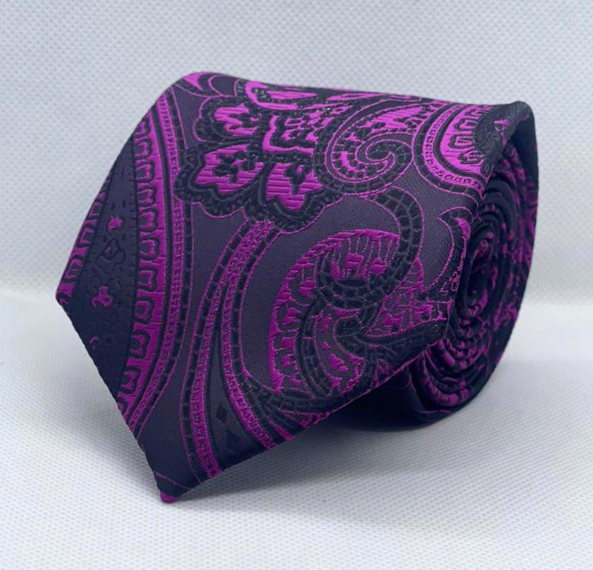 100% Silk Black & Purple Paisley Tie