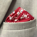 13 by 13 inches Red Floral Pocket Square