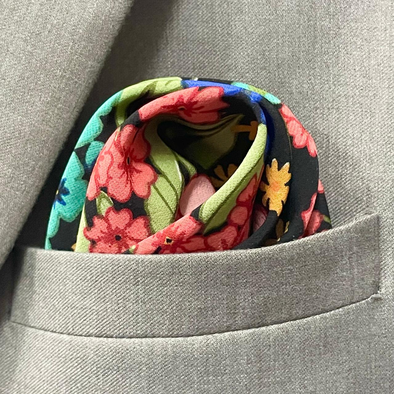 13 by 13 inches Multicolor Floral Pocket Square