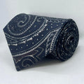 Navy Blue Paisley Silk Broad Tie