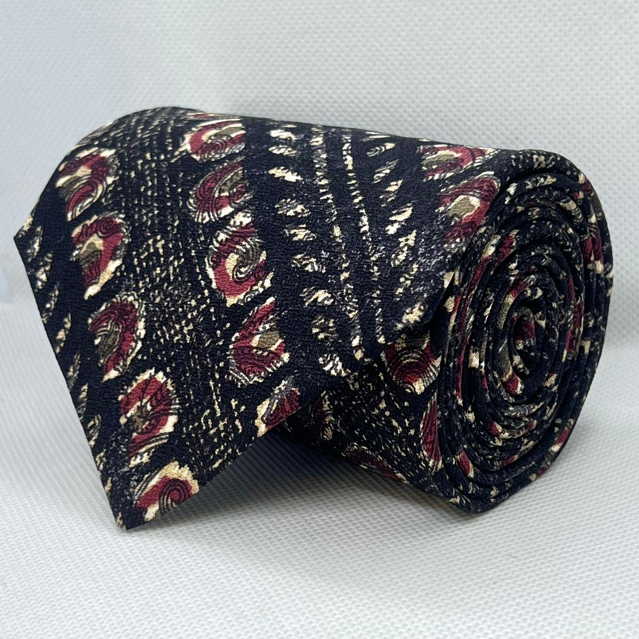 Black & Burgundy Paisley Silk Broad Tie