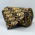 Gold & Black Geometric Broad Silk Tie