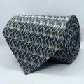 Navy Blue Interlocking Silk Broad Tie