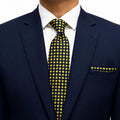 Golden Yellow with Navy Micro Tie and Pocket Square Set