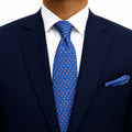 Sapphire Motif Classic Tie and Pocket Square Set