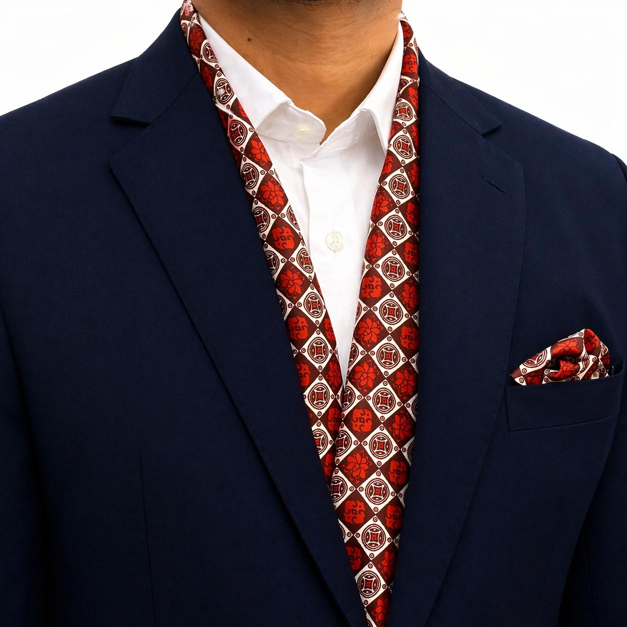 Rust Red Paisley Scarf and Pocket sqaure set