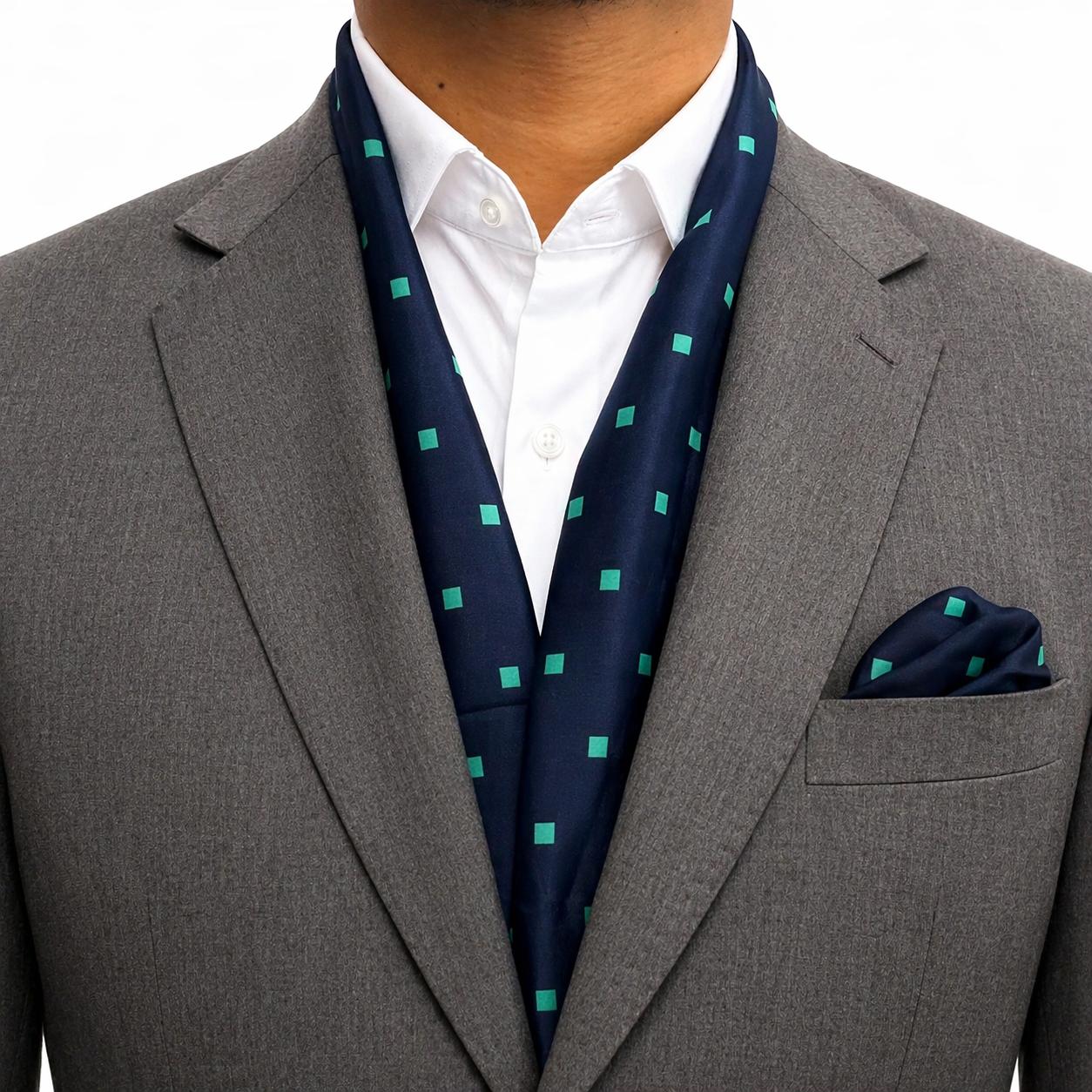 Black Green Scarf Pocket Square set