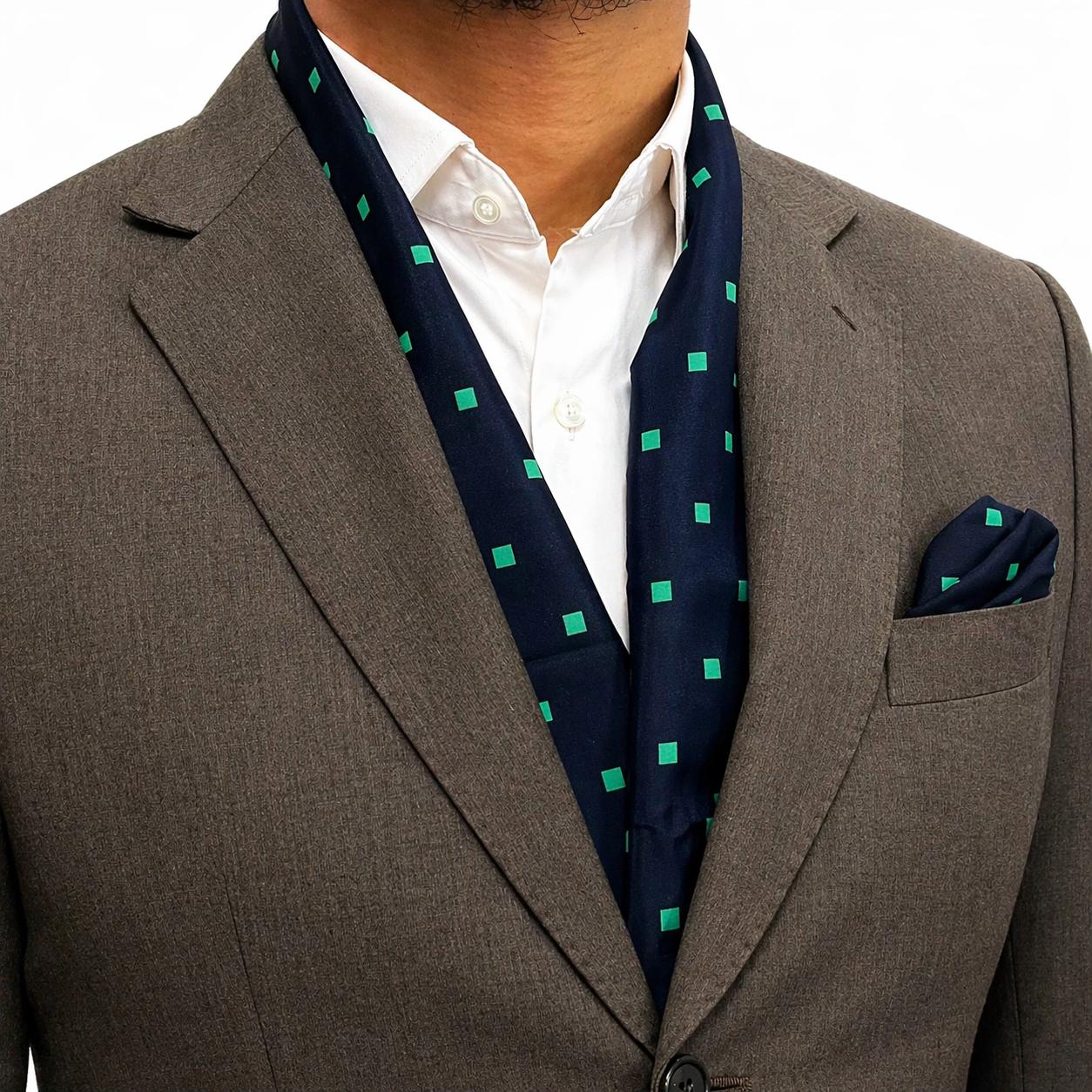Black Green Scarf Pocket Square set
