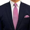 Pink Geometric Tie and Pocket Square set