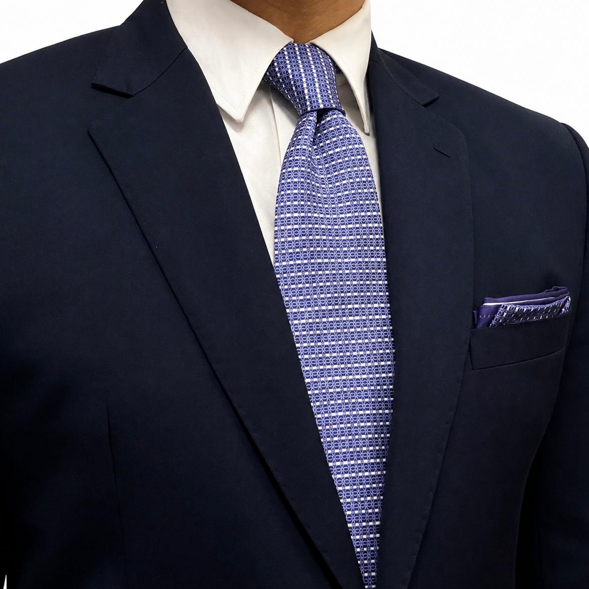Royal Blue Micro-Pattern Tie and Pocket Square set