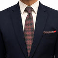 Black & Red Geometric Pattern Tie and Pocket Square Set