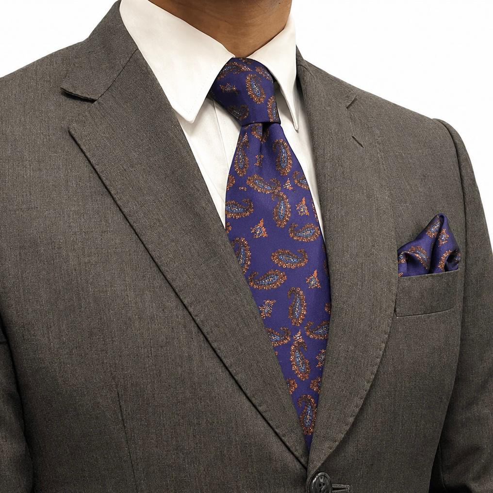 Purple Paisley Tie Pocket Square set