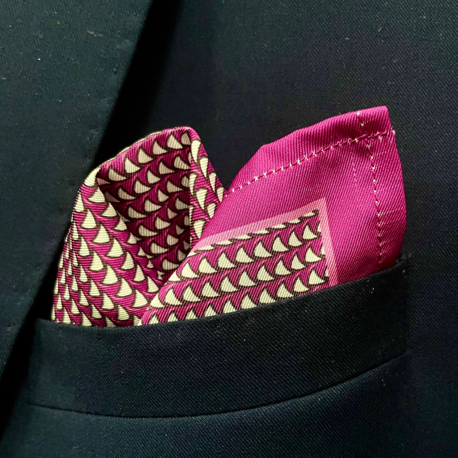14 by 14 inches Pink Geometric Pocket Square