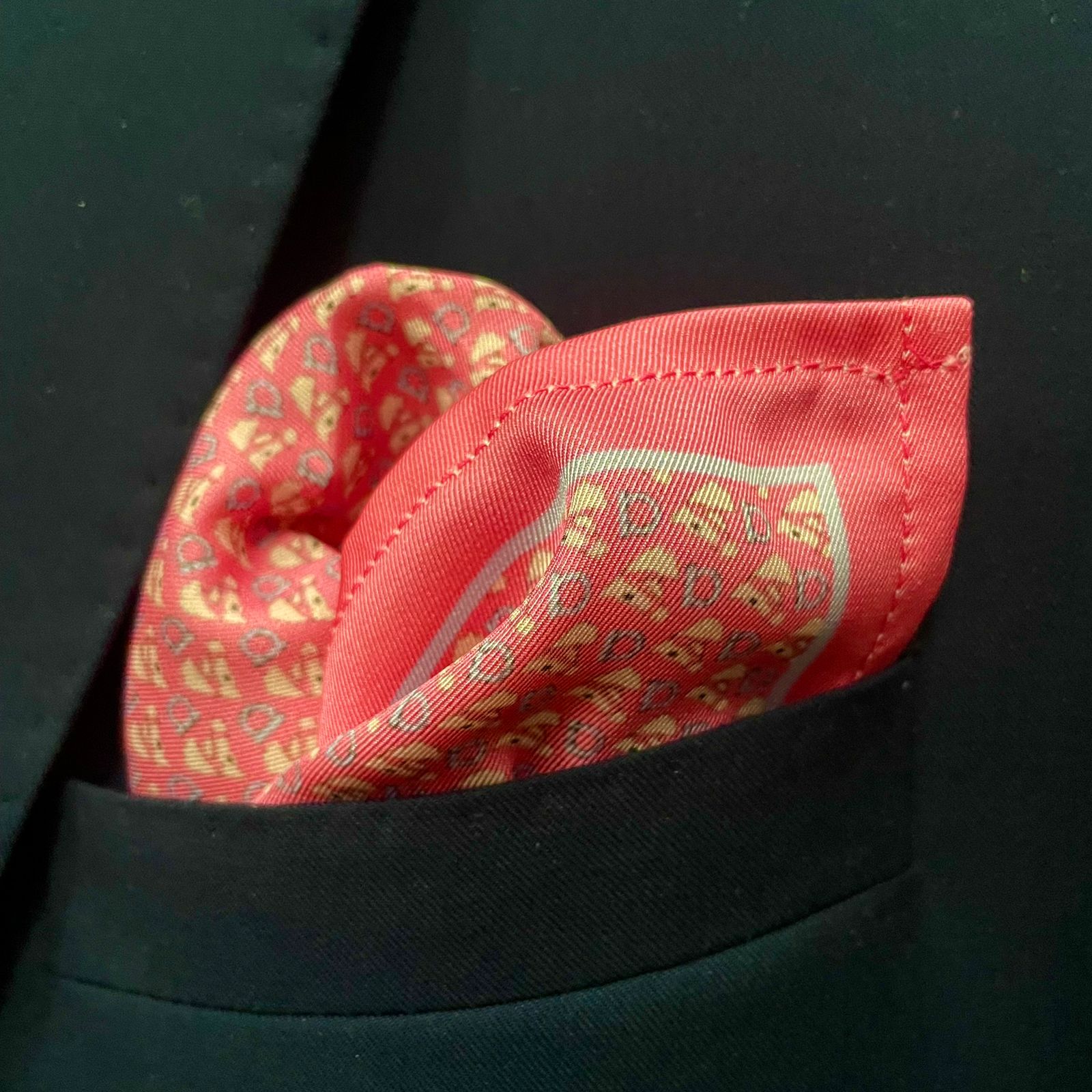 14 by 14 inches Pink Novelty Pattern Polyester Pocket Square