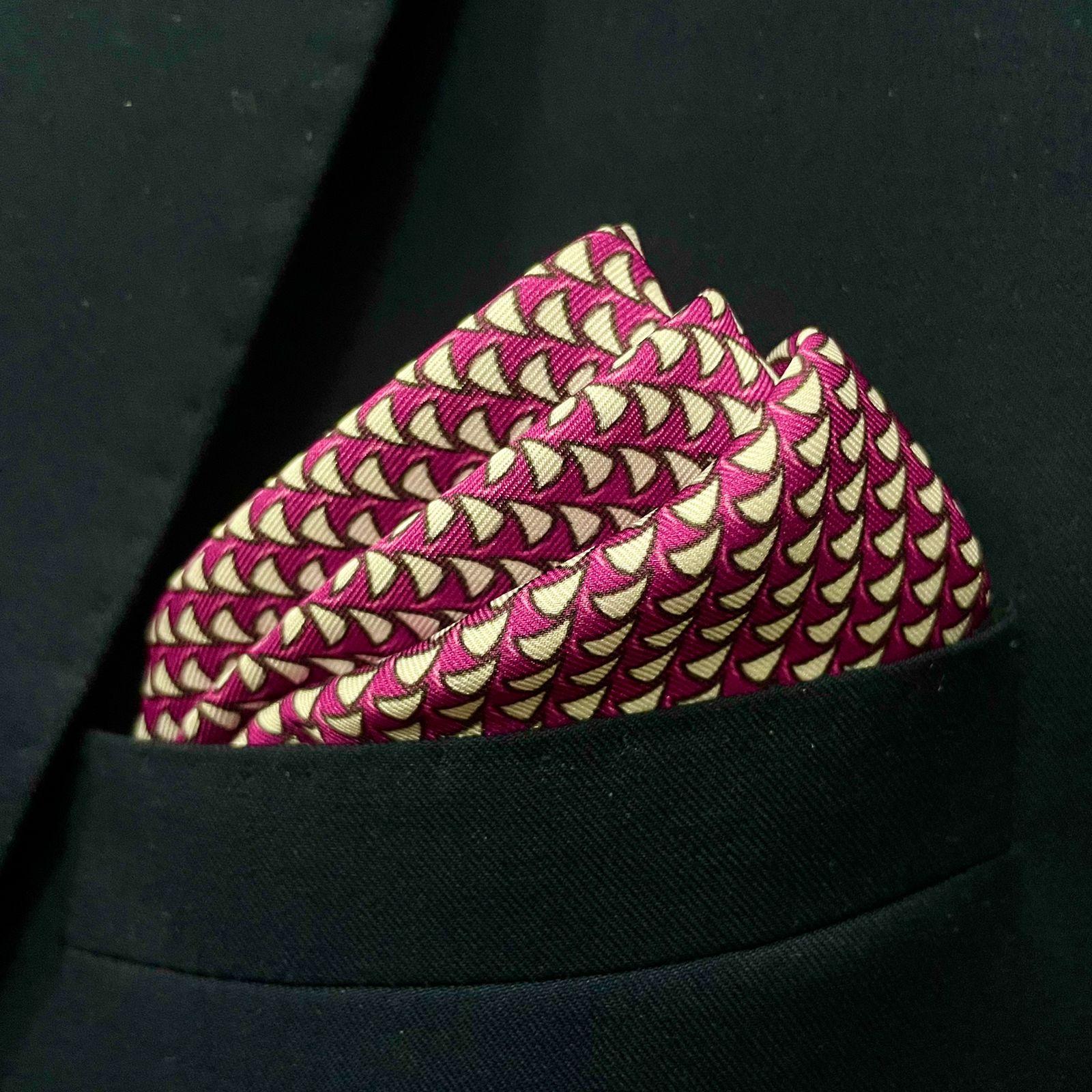 14 by 14 inches Pink Geometric Pocket Square