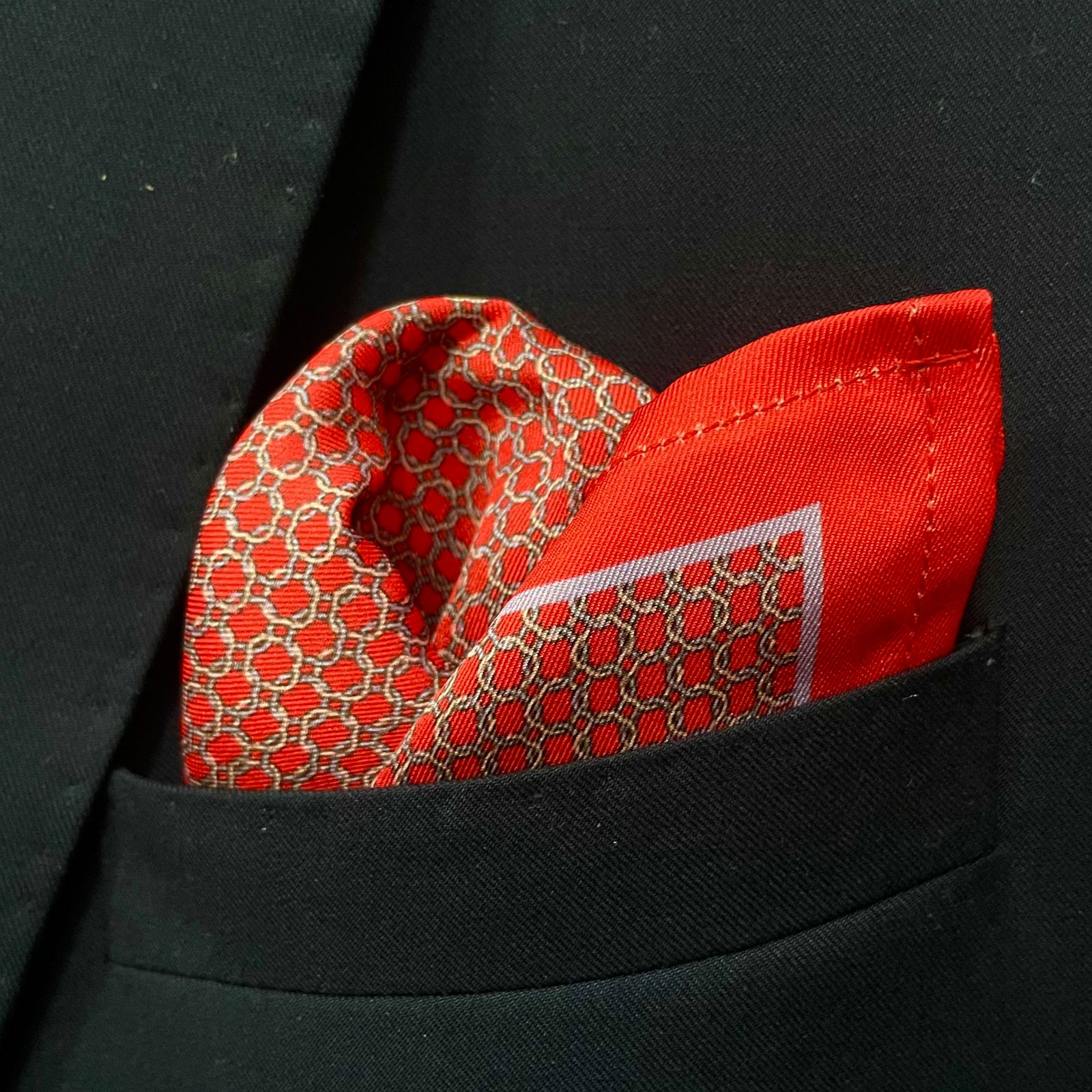 14 by 14 inches Coral Red Textured Pocket Square