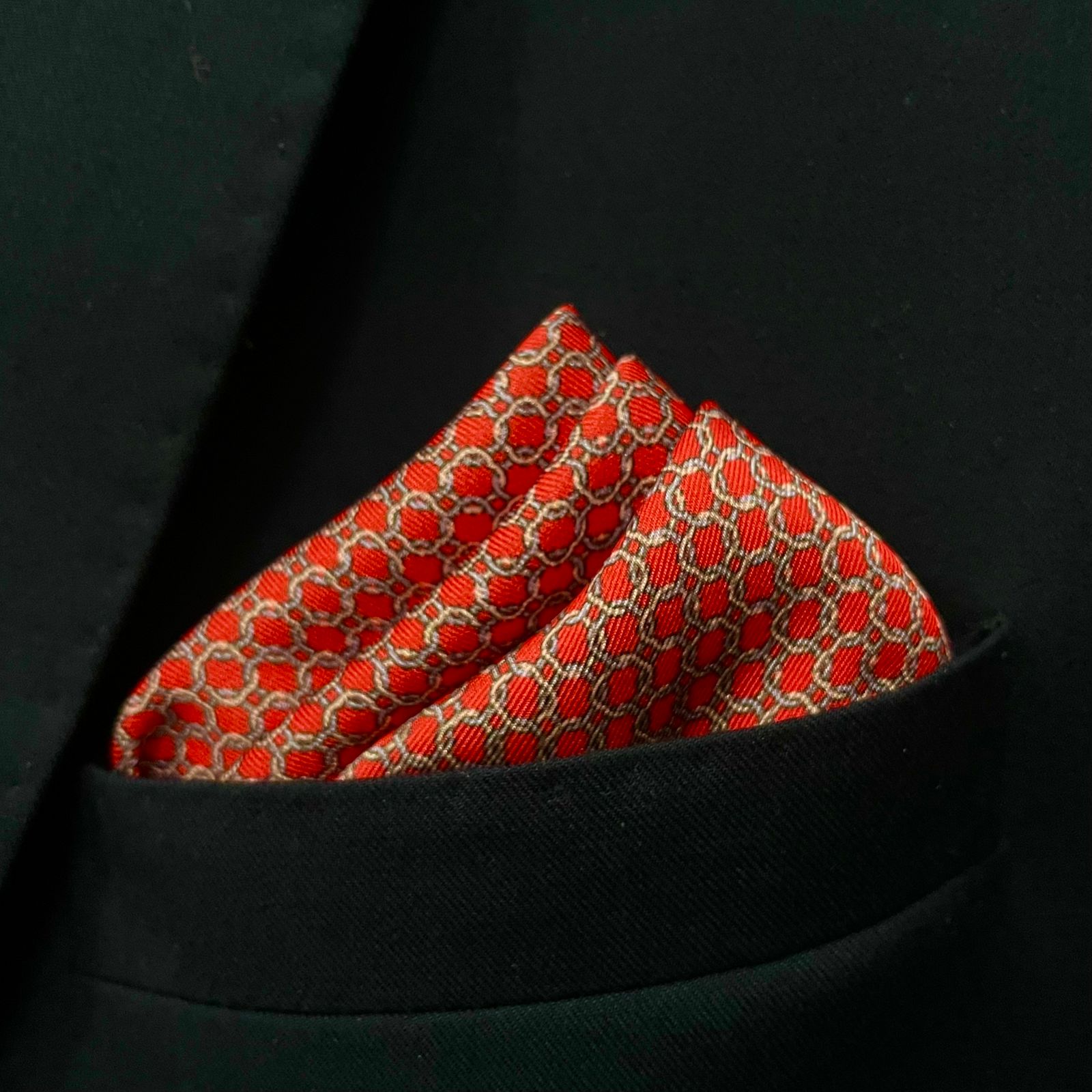 14 by 14 inches Coral Red Textured Pocket Square