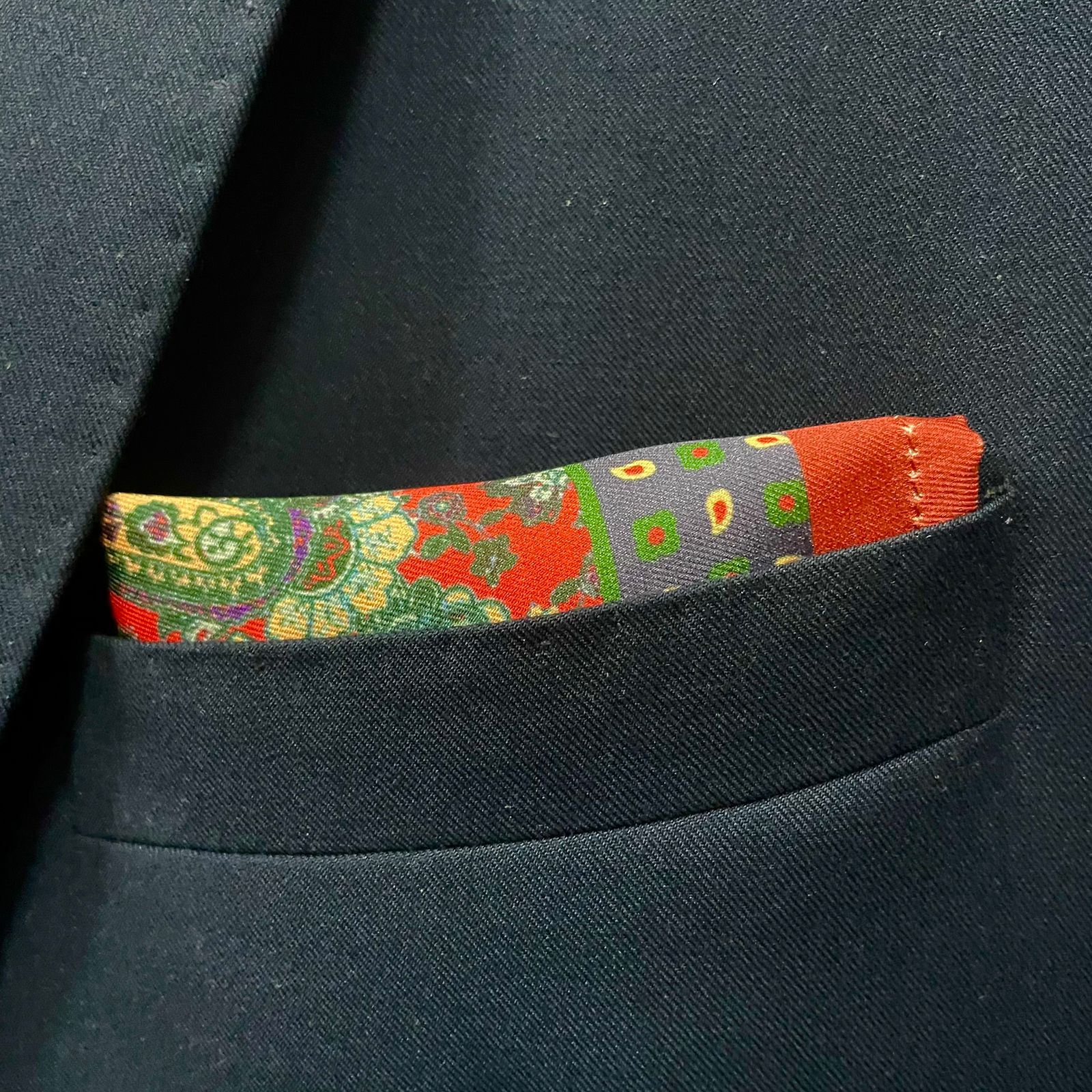 14 by 14 inches Red Paisley Classic Pocket square