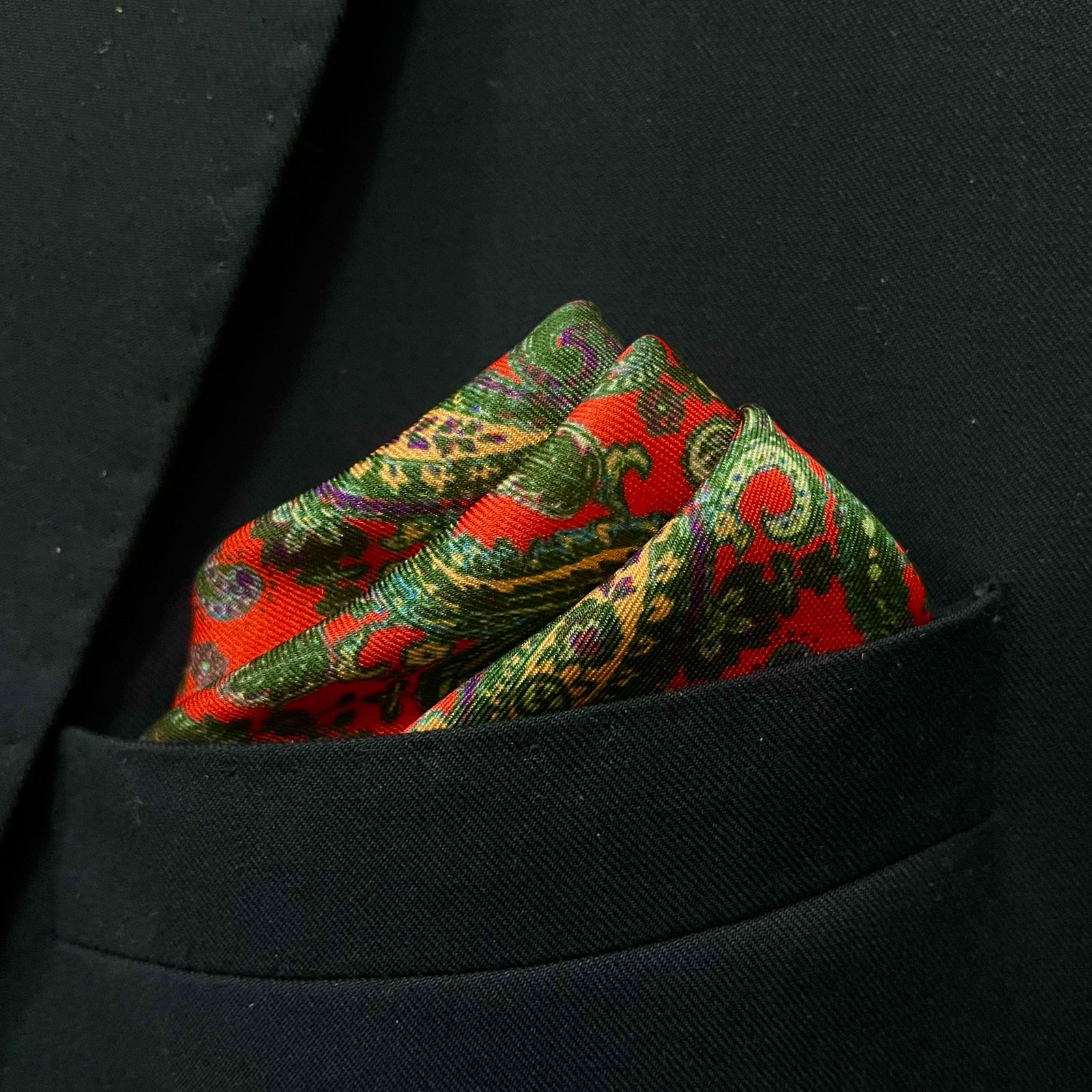 14 by 14 inches Red Paisley Classic Pocket square