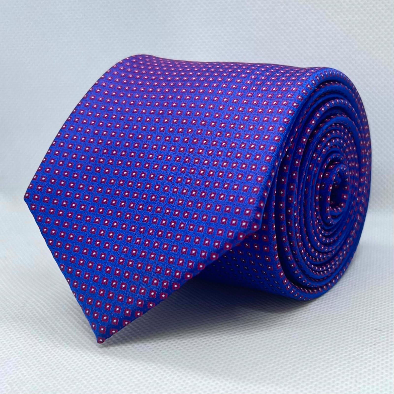Electric Blue Micro Square Designer Microfiber Tie