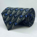 Midnight Black Sapphire Abstract Silk Broad Tie
