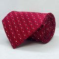 Crimson Red Geometric Pattern Silk Broad Tie