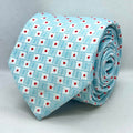 Ice Blue Red Dot Geometric Polyester Tie