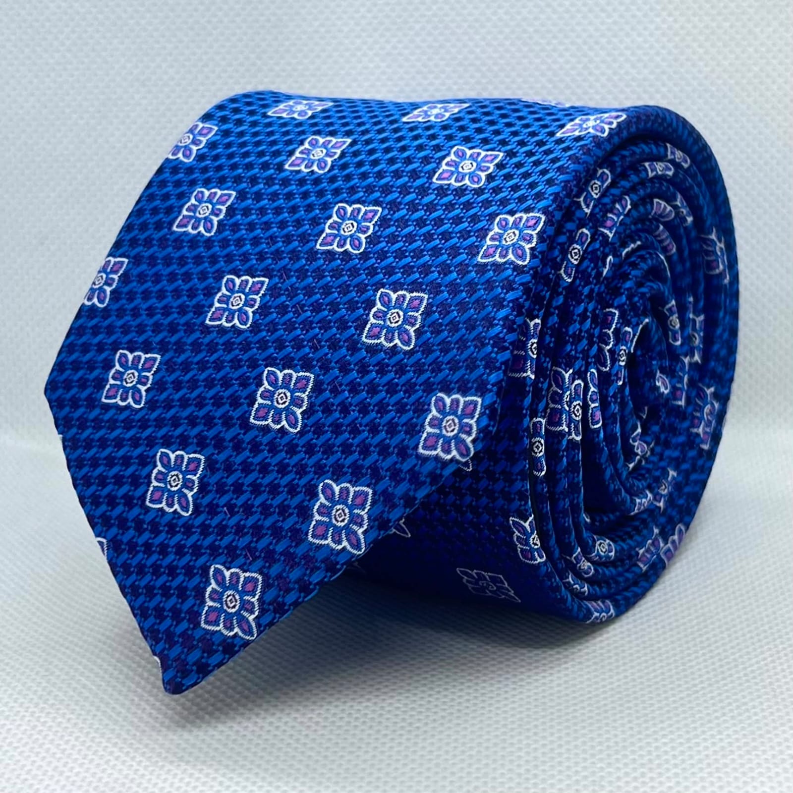 Royal Blue Floral Medallion Polyester Tie