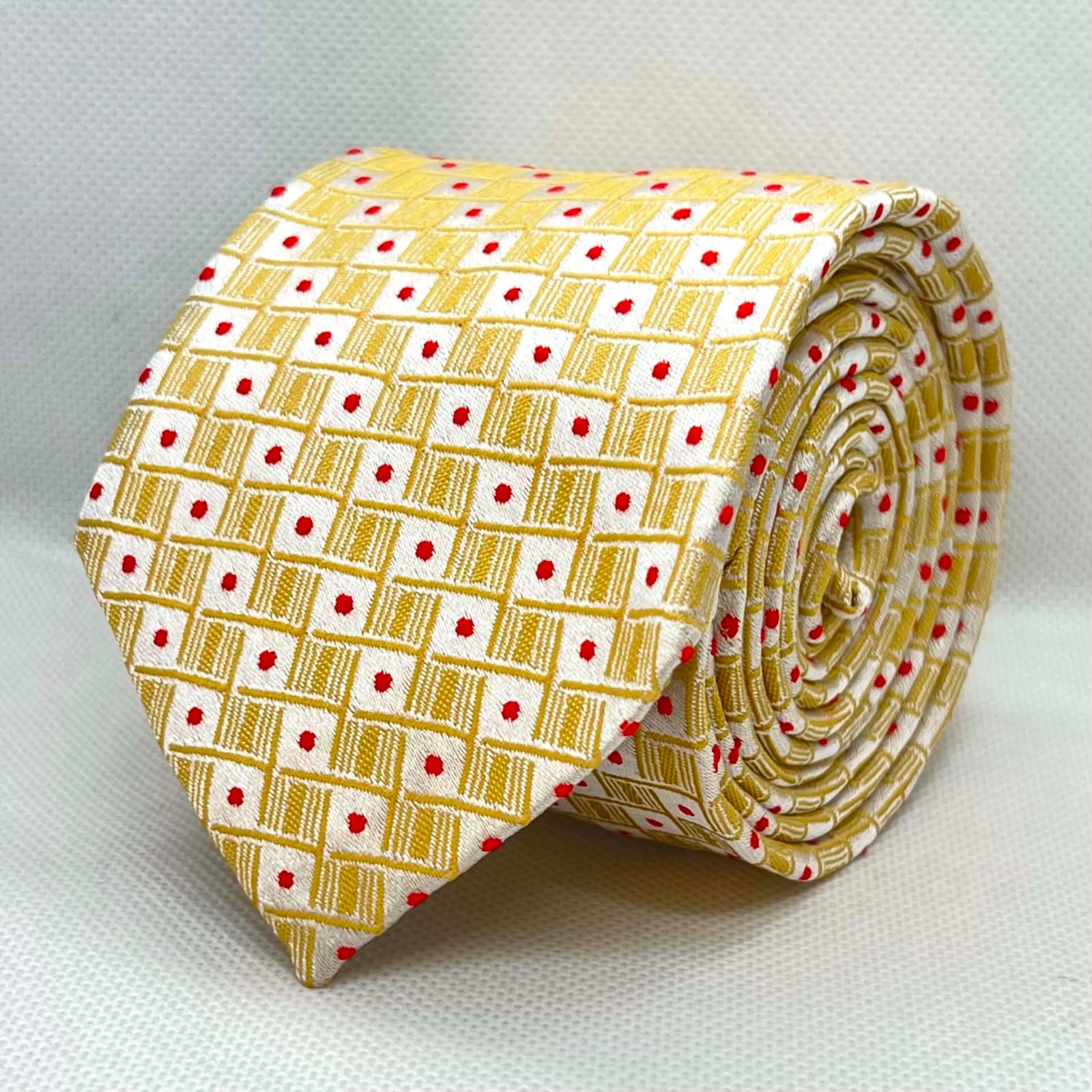 Champagne Gold Geometric Designer Polyester Necktie