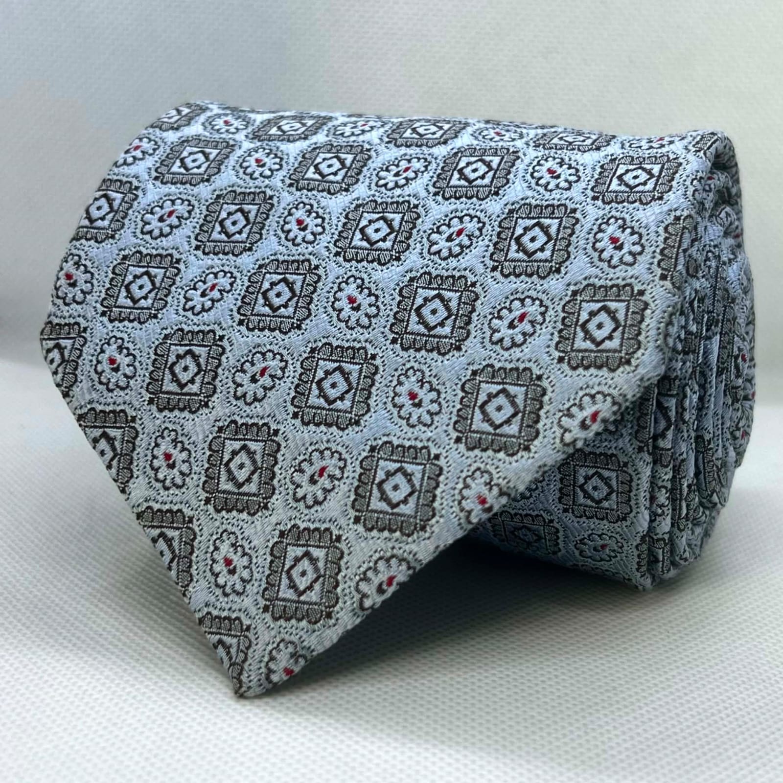 Imperial Ivory Mosaic Silk Broad Tie