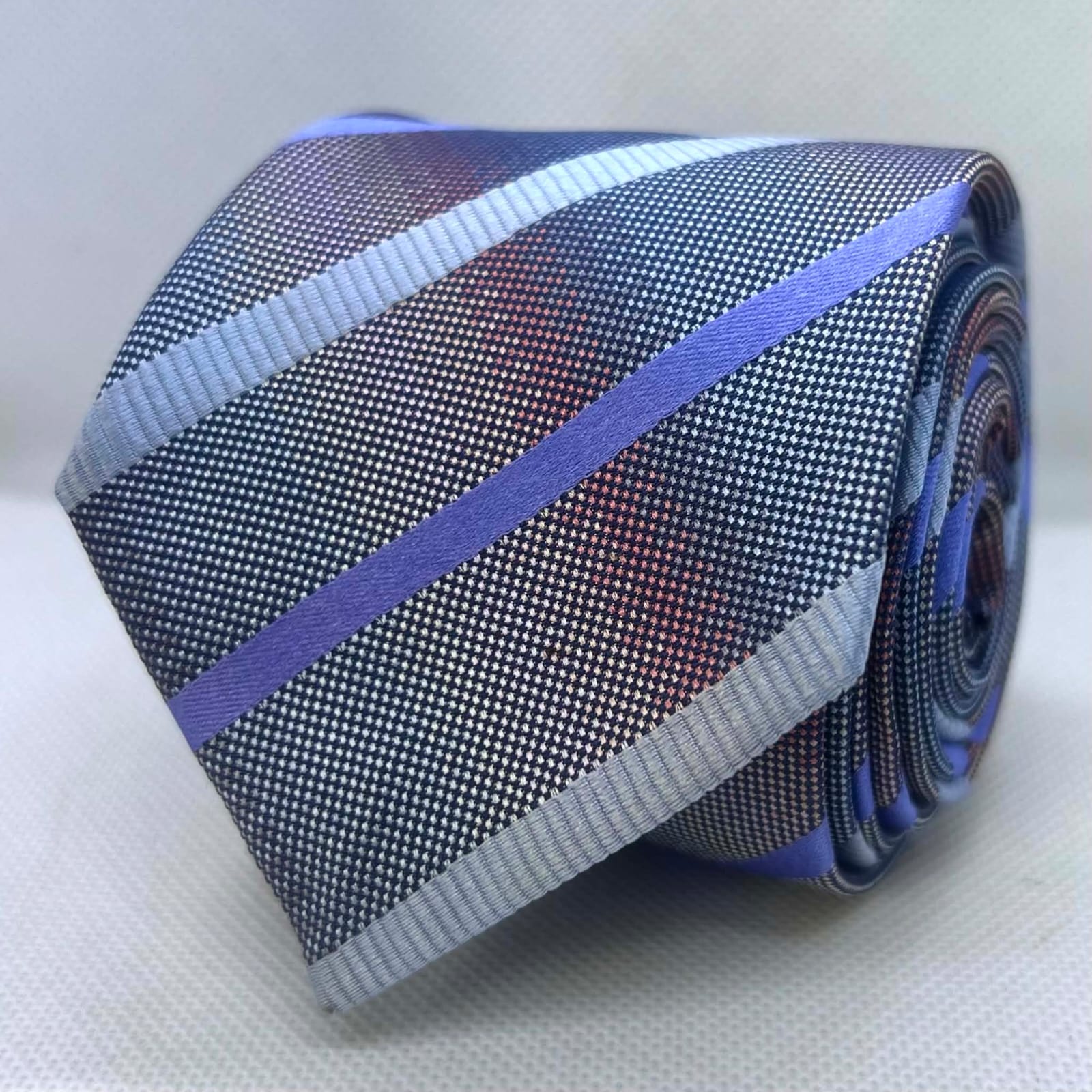 Silver Monarch Diagonal Silk Tie