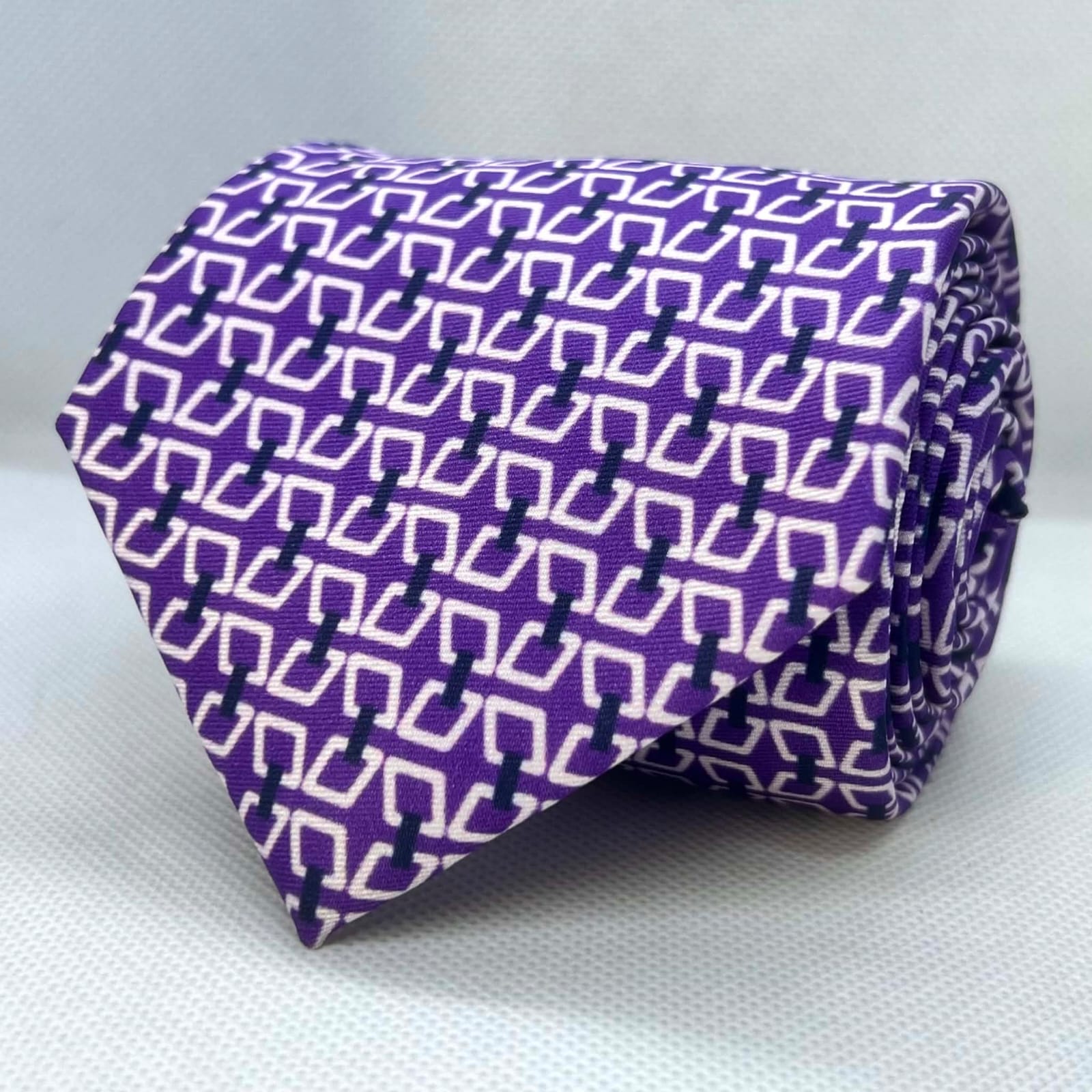 Royal Violet Infinity Grid Silk Broad Tie