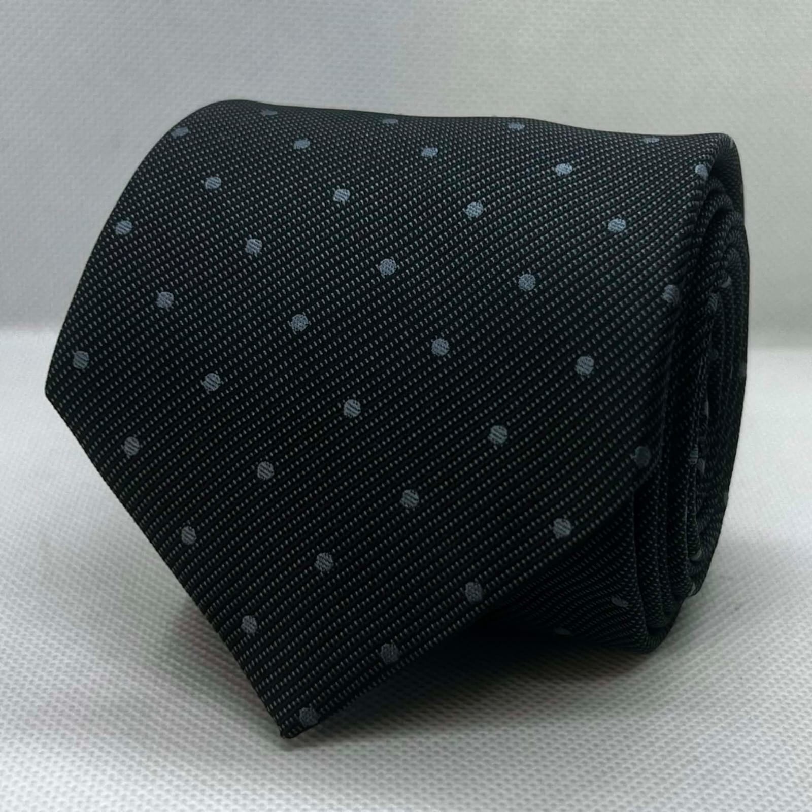 Midnight Ash Dot Pattern Polyester Tie