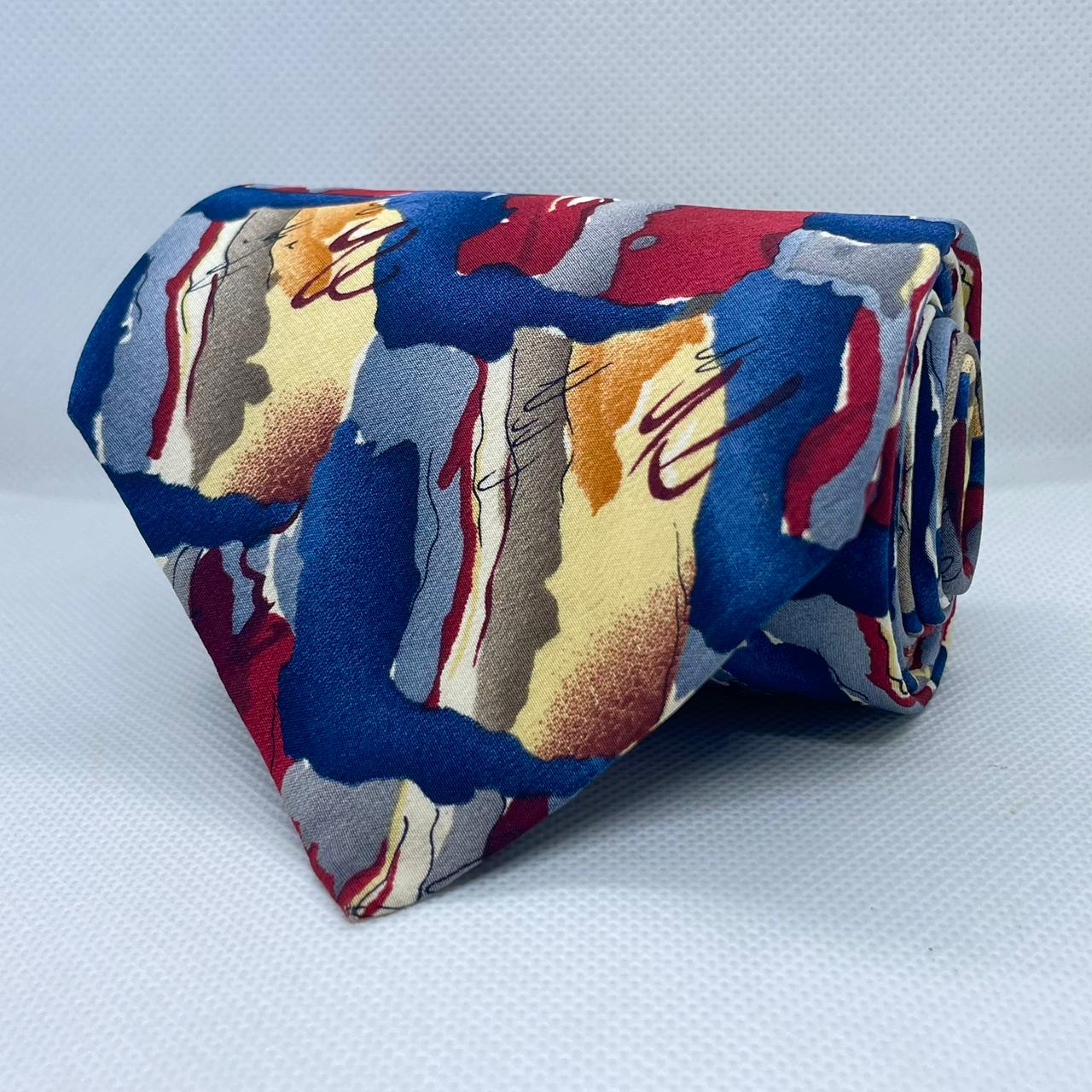 Modern Canvas Abstract Silk Broad Tie