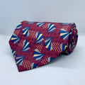 Burgundy Skyline Geometric Silk Broad Tie