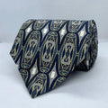 Navy Imperial Scroll Silk Broad Tie