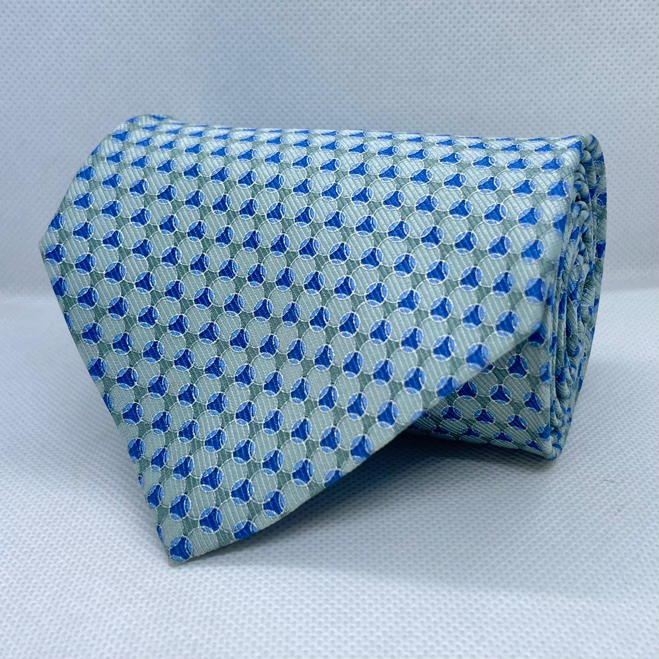 Seafoam Sapphire Micro Print Silk Broad Tie